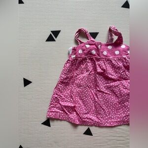 Handmade vintage baby girl dress•••vibrant pink with polka dot print and ribbon•